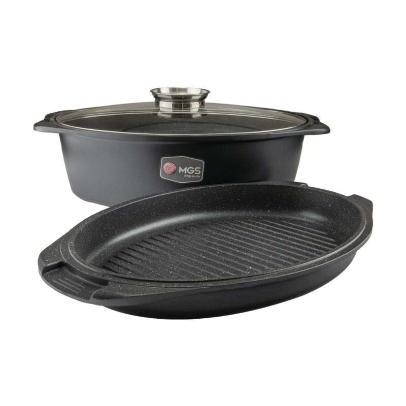 تابه مرغ پز دو دسته سایز 38 سه تیکه گرانیت طرح ایتالیا B