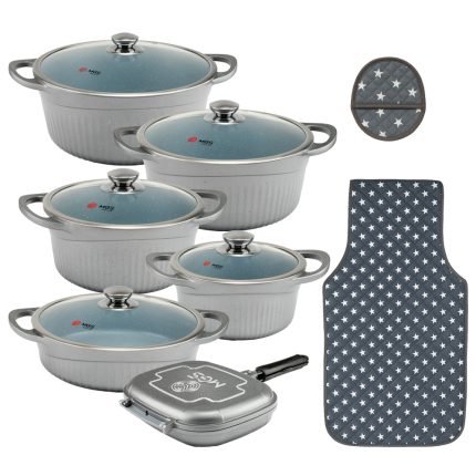 سرویس قابلمه 15 پارچه گرانیت طرح جرمنی D