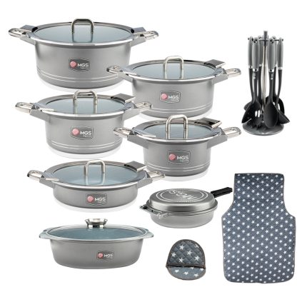 سرویس قابلمه 25 پارچه گرانیت طرح جرمنی B کد GB2514 خاکستری