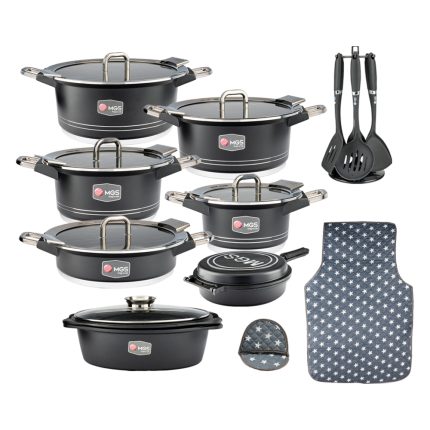 سرویس قابلمه 25 پارچه گرانیت طرح جرمنی B کد GB2514 مشکی